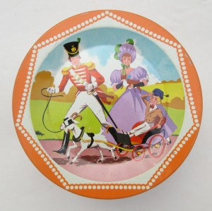 The Quality Street Soldier & Lady out with the Boy in a cart being pulled by a goat