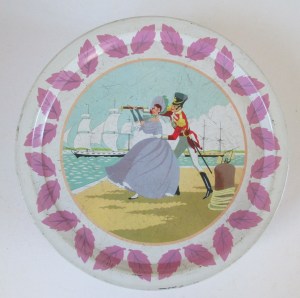 The Quality Street Lady looks through a telescope, assisted by the Soldier