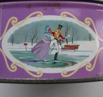 The Quality Street Soldier & Lady skate on a frozen lake