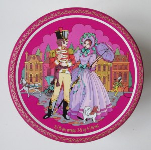 The Quality Street Soldier & Lady under a lilac sky